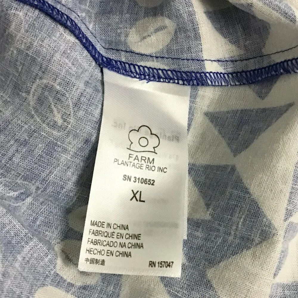 Farm Rio Mixed Ondina Blue Midi Cut out Ruched Sided Buttoned Down Maxi Dress - Picture 15 of 16